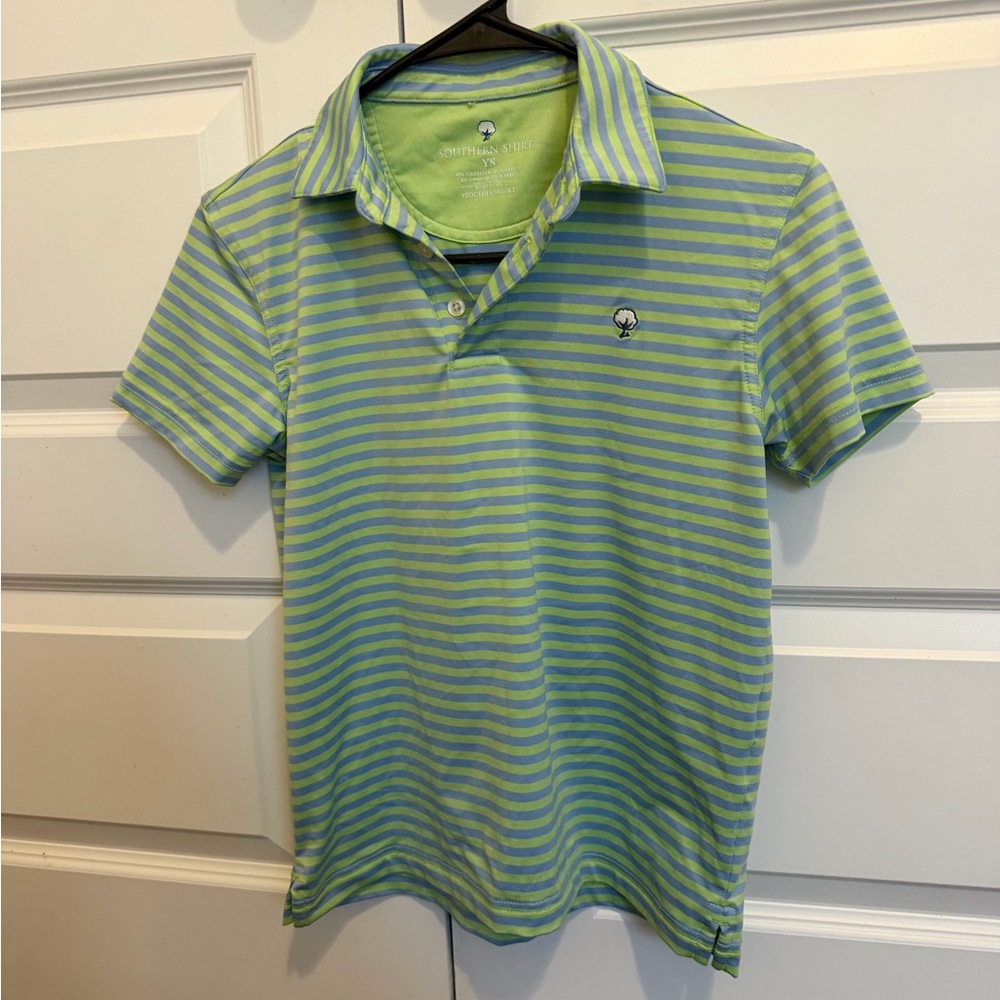 The Southern Shirt Company Green and Blue Striped Polo